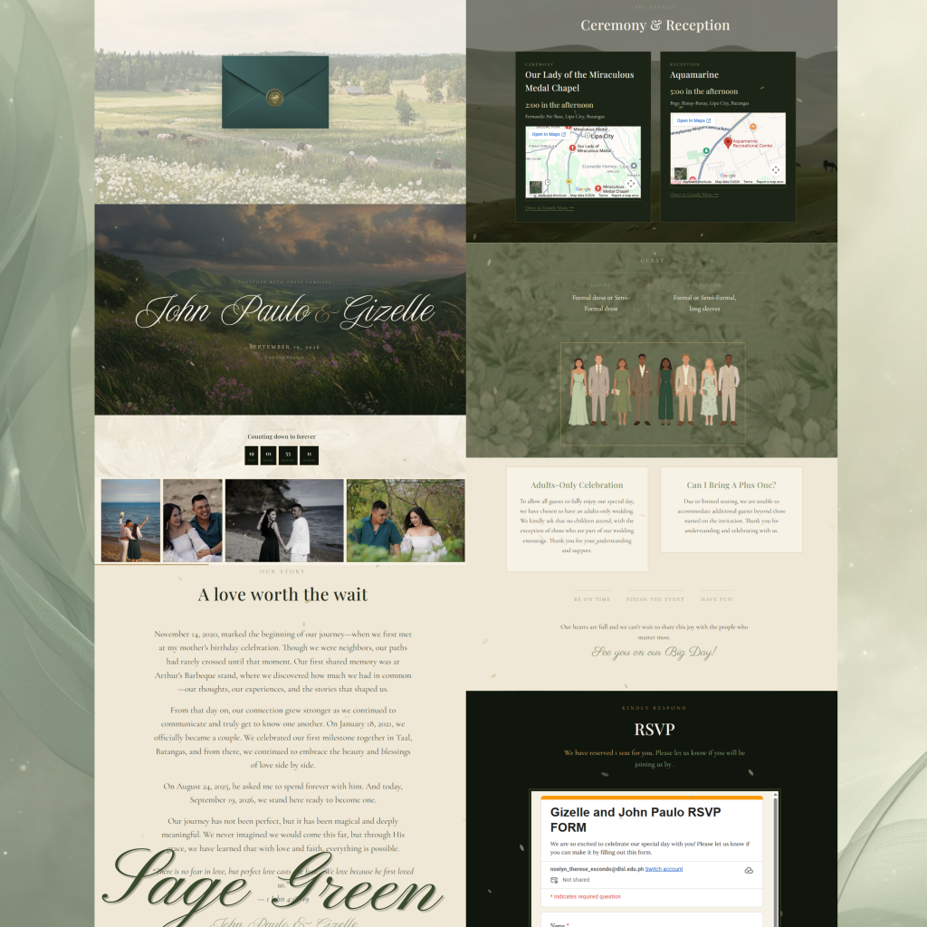 Standard Package Wedding/Event Website